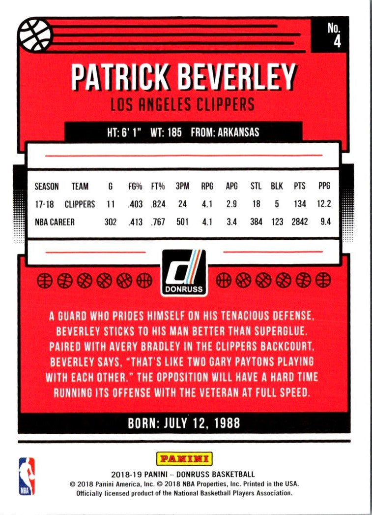 2018 Donruss Patrick Beverley