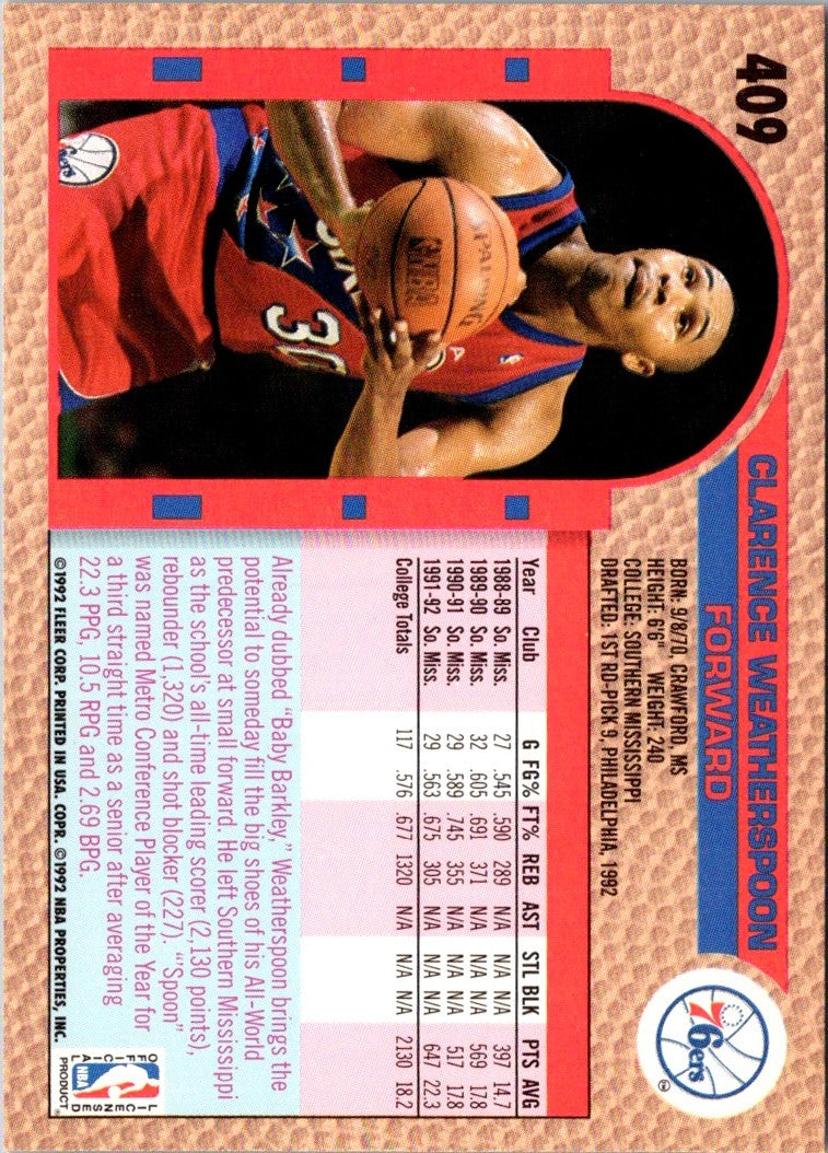 1992 Fleer Clarence Weatherspoon