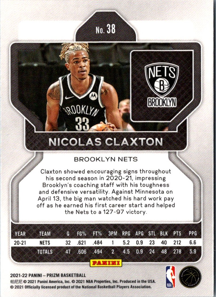 2021 Panini Prizm Blue Nicolas Claxton