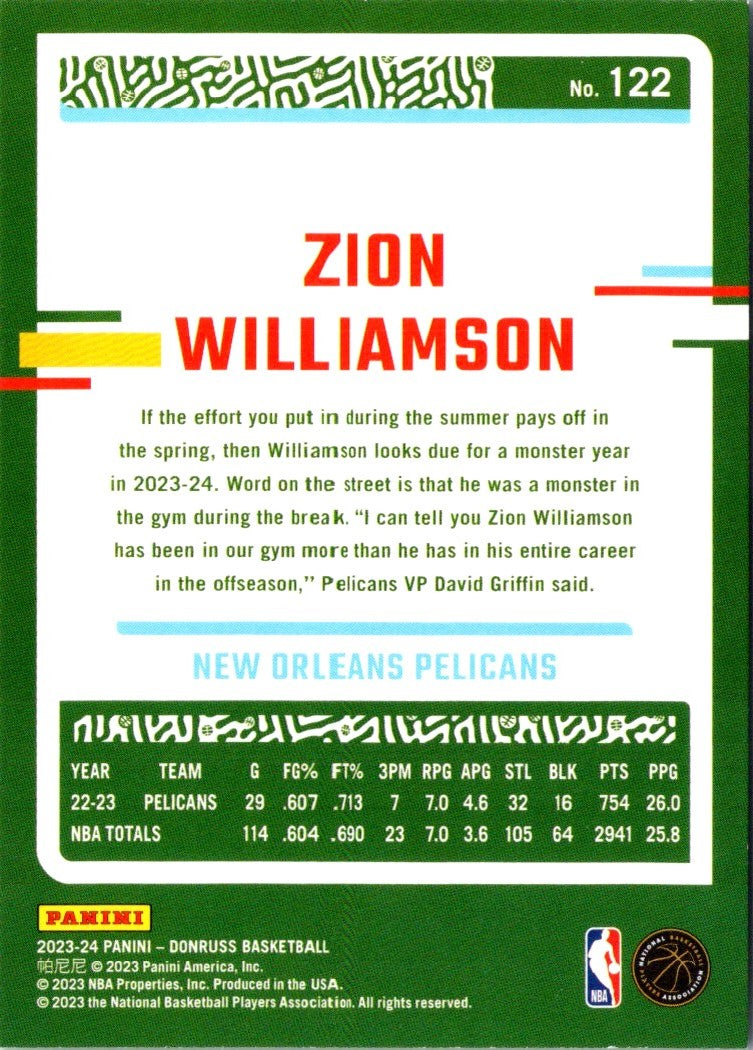 2023 Donruss Zion Williamson