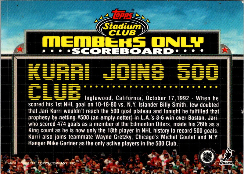 1992 Stadium Club Jari Kurri