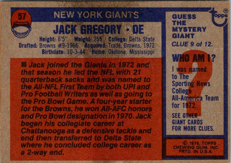 1976 Topps Jack Gregory