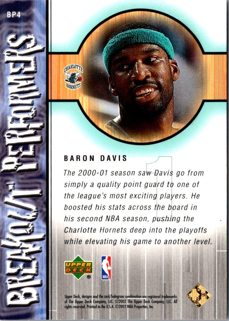 2001 Upper Deck Breakout Performers Baron Davis