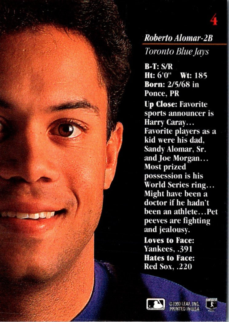 1993 Red Foley Stickers Roberto Alomar