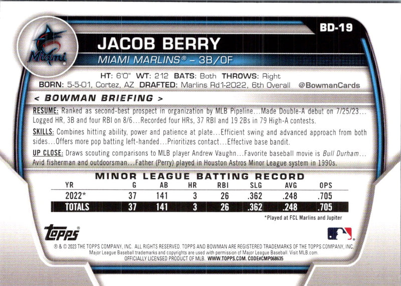 2023 Bowman Draft Jacob Berry