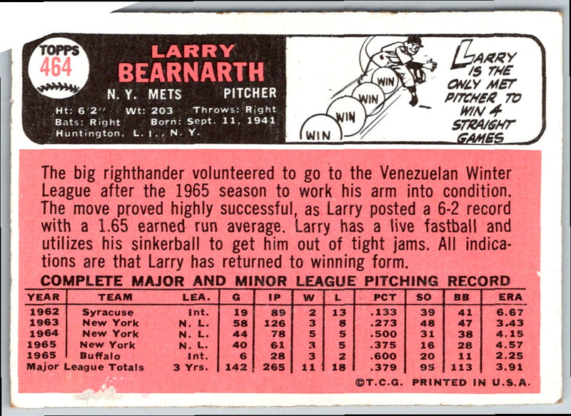 1966 Topps Larry Bearnarth