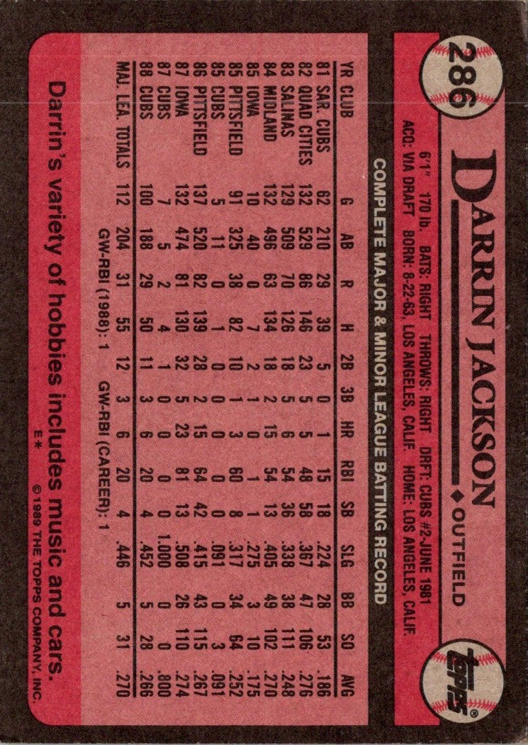 1989 Topps Darrin Jackson