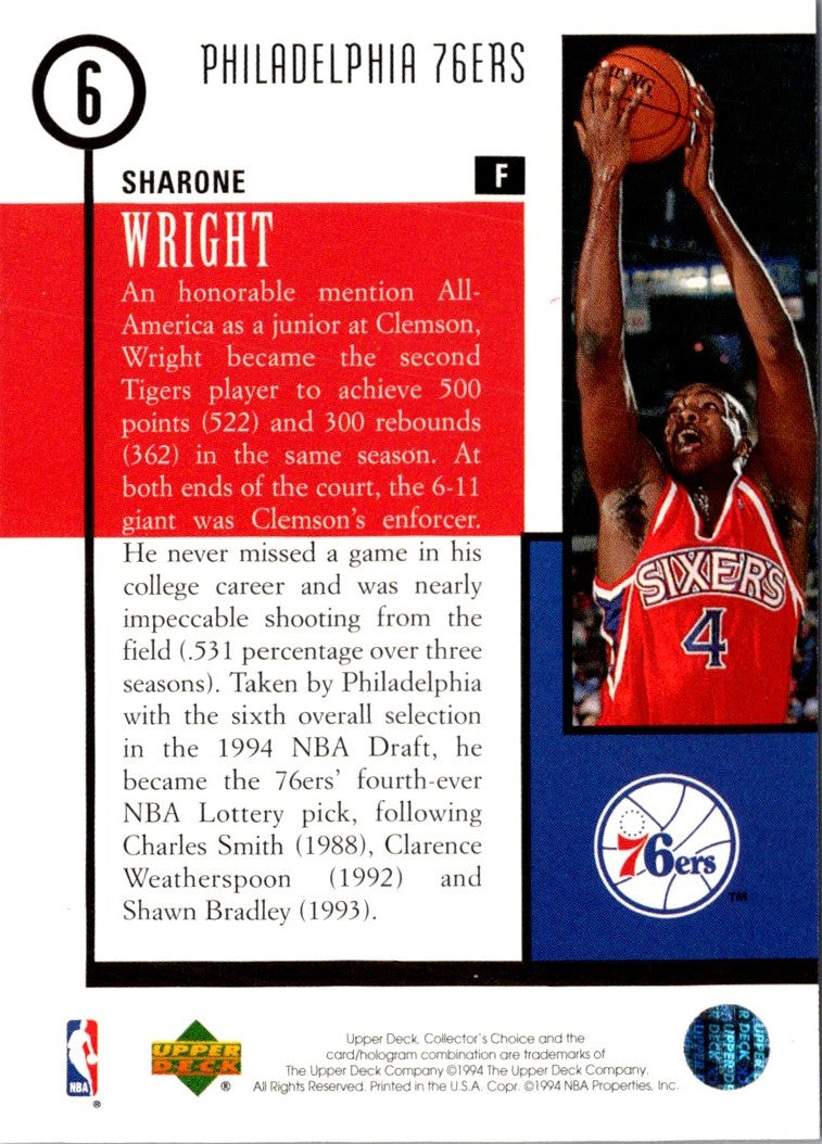 1994 Collector's Choice Draft Trade Sharone Wright