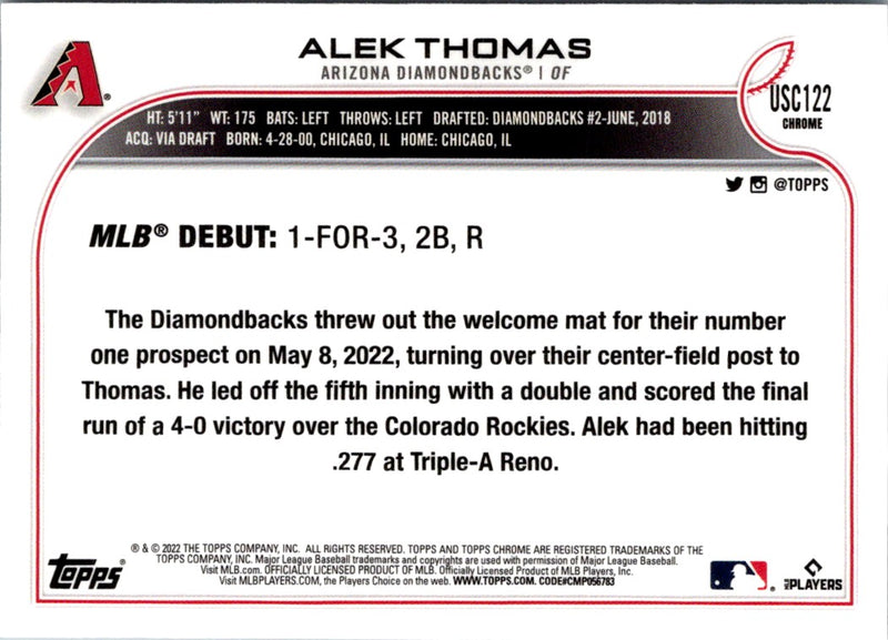 2022 Topps Chrome Update Alek Thomas