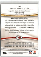 2013 Topps Platinum Tyler Bray #132 Rookie