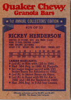 1986 Topps Quaker Granola Rickey Henderson #25