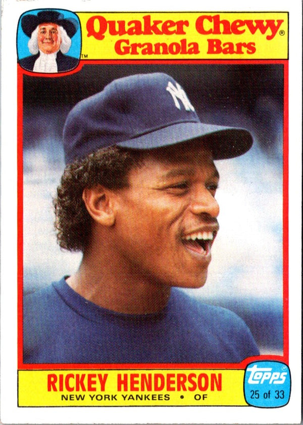 1986 Topps Quaker Granola Rickey Henderson #25