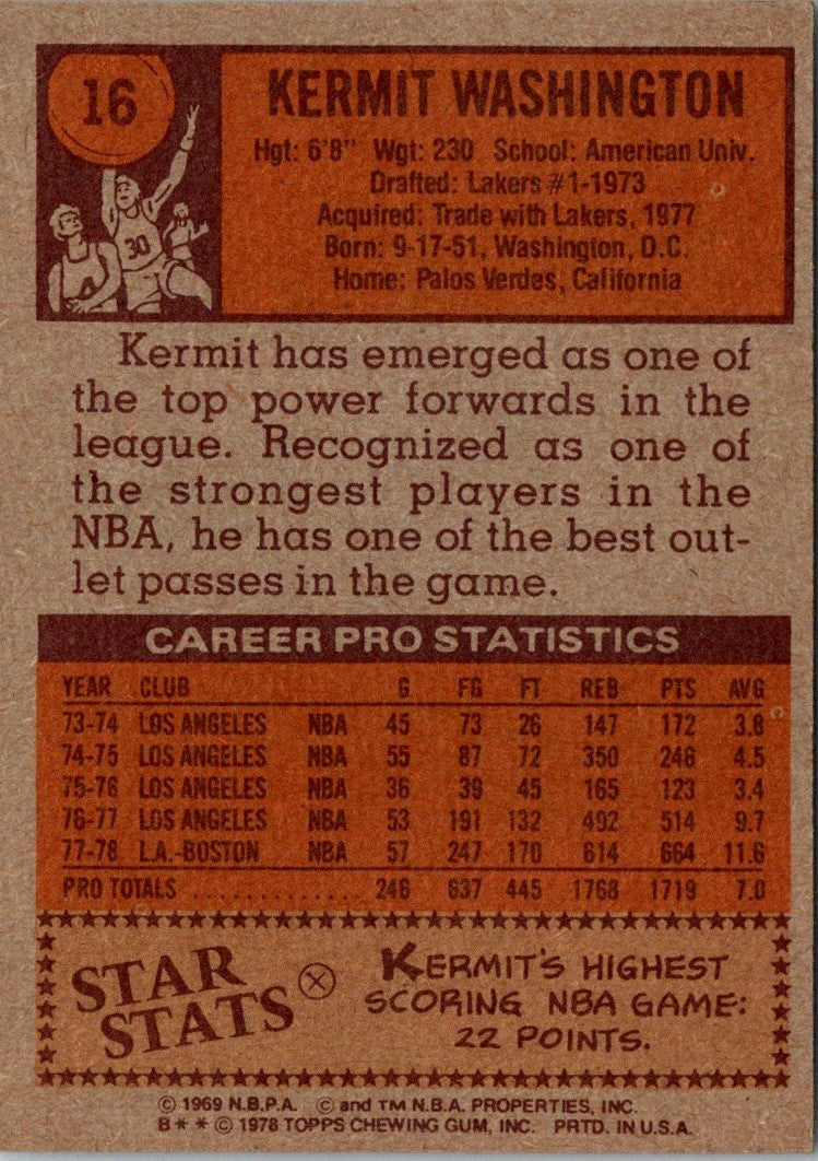 1978 Topps Kermit Washington