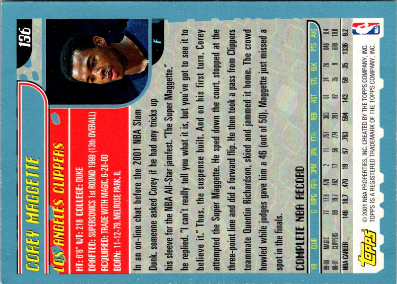 2001 Topps Corey Maggette