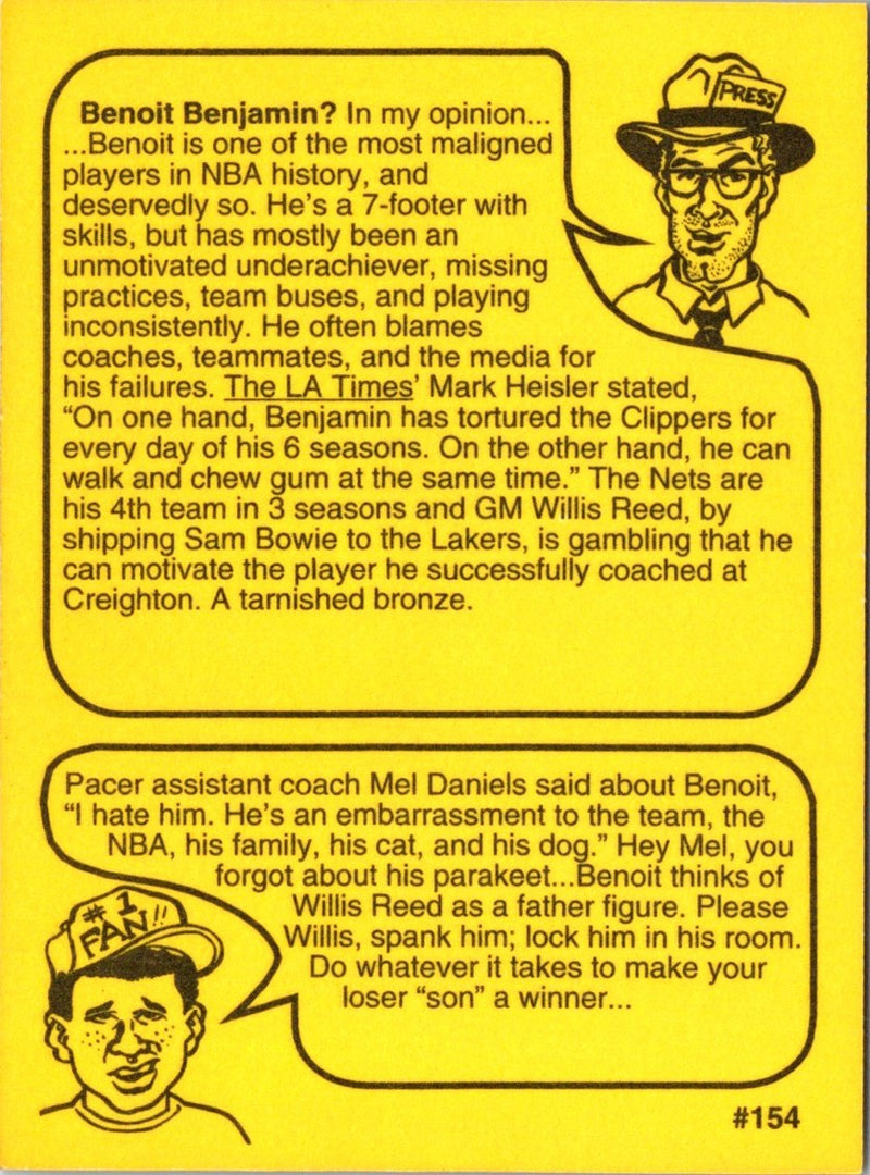 1993 First Amendment Publishing Skinnies Benoit Benjamin