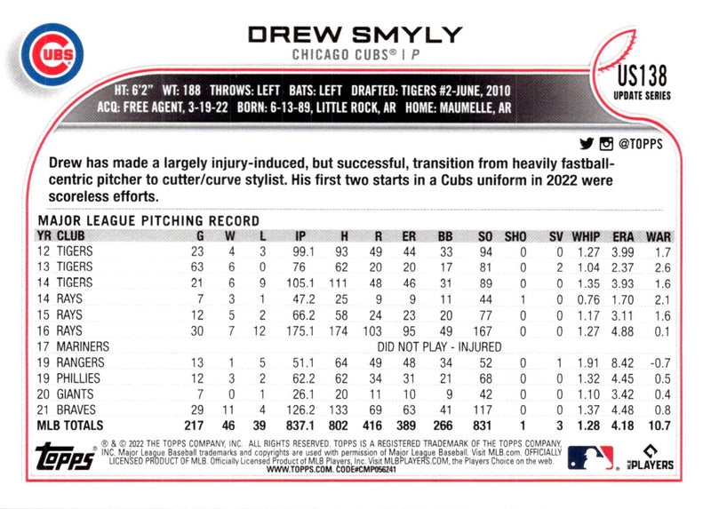 2022 Topps Update Drew Smyly