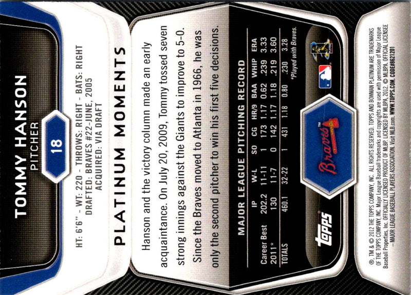 2012 Bowman Platinum Tommy Hanson