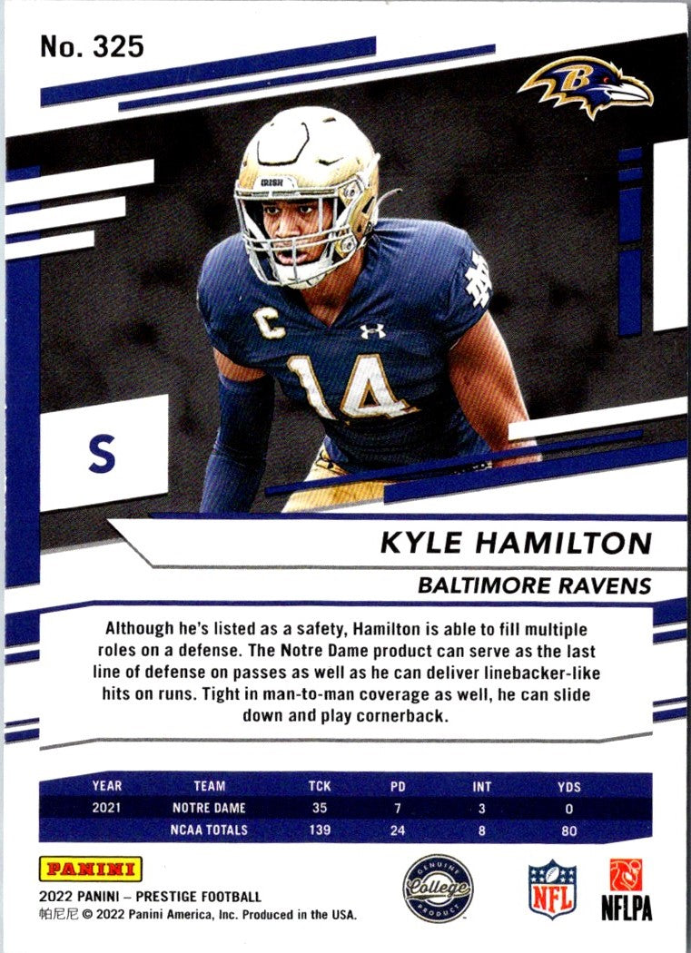 2022 Panini Prestige Kyle Hamilton