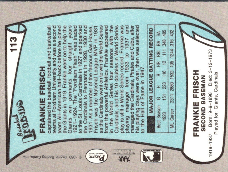 1989 Pacific Legends II Frankie Frisch
