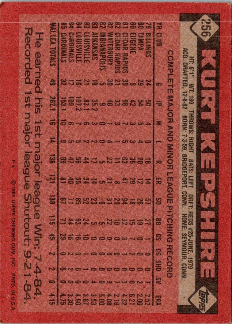 1986 Topps Kurt Kepshire