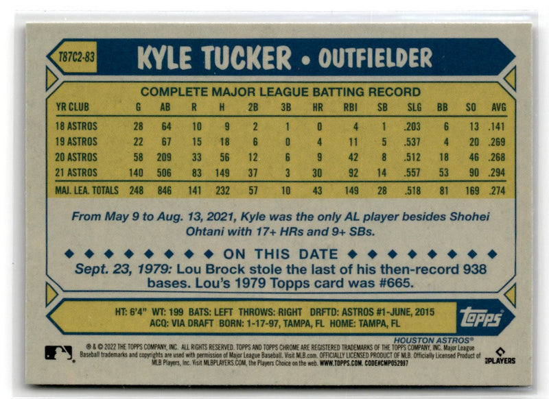 2022 Topps 1987 Baseball Chrome Kyle Tucker