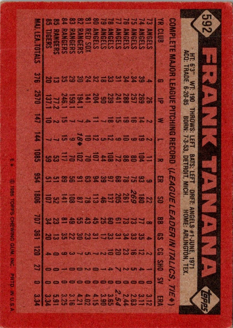 1986 Topps Frank Tanana