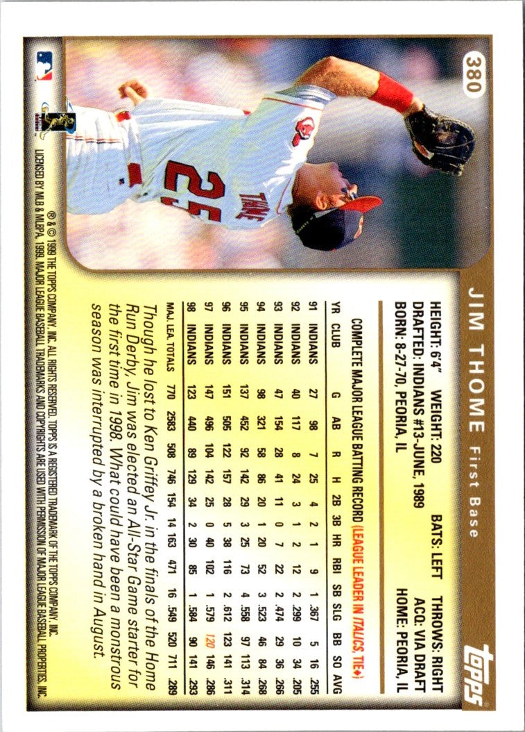 1999 Topps MVP Promotion Jim Thome