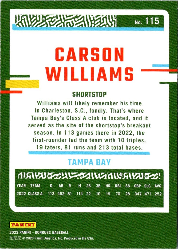 2023 Donruss Holo Blue Carson Williams