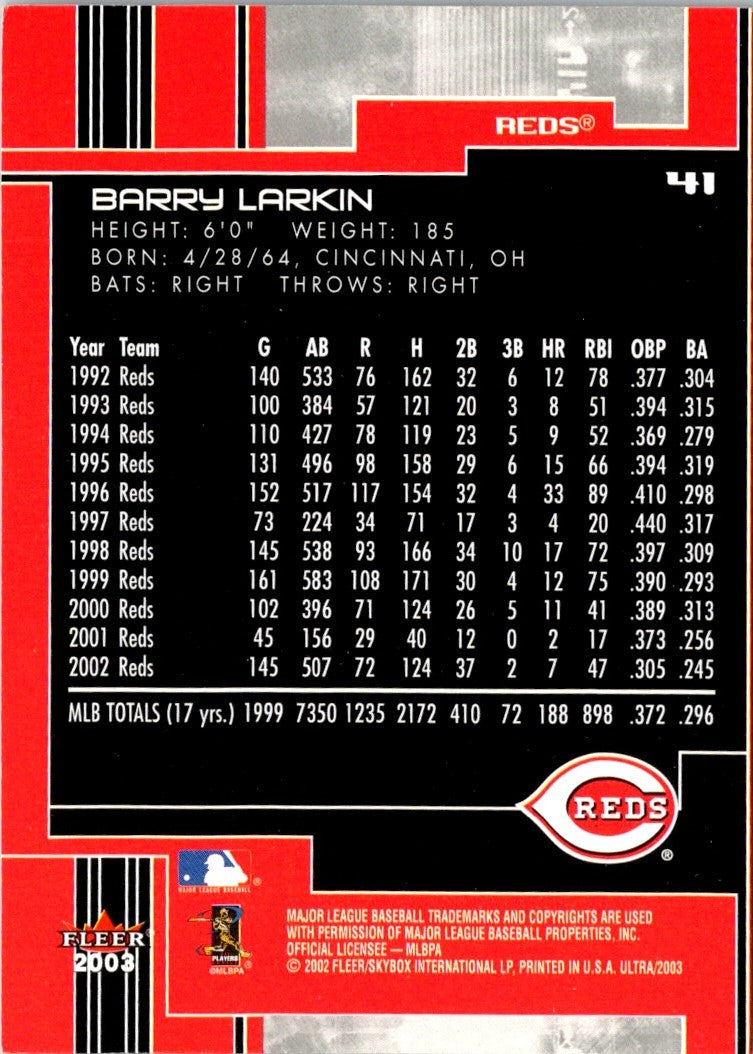 2003 Ultra Barry Larkin