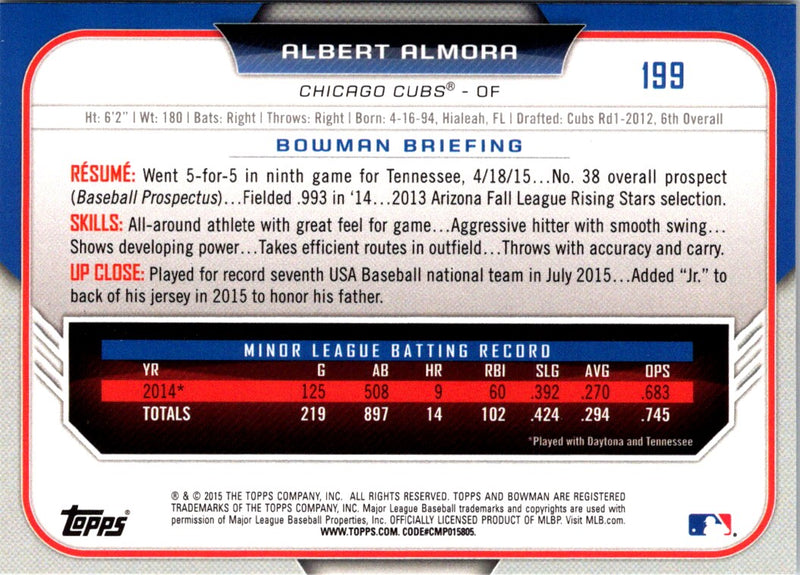 2015 Bowman Draft Picks & Prospects Albert Almora