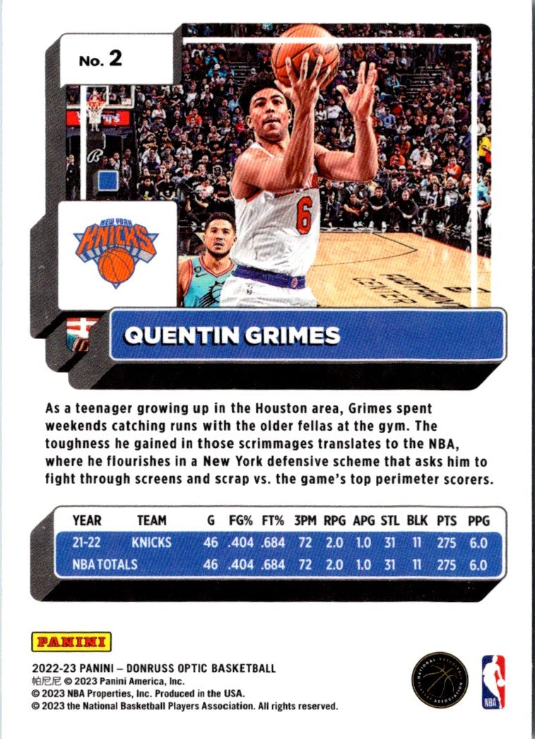 2022 Donruss Optic Quentin Grimes