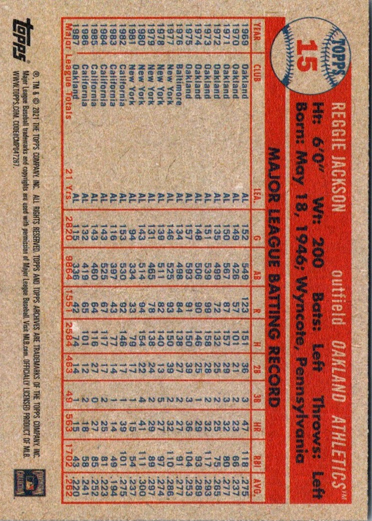 2021 Topps Archives Reggie Jackson