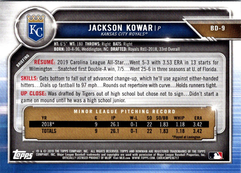 2019 Bowman Draft Jackson Kowar