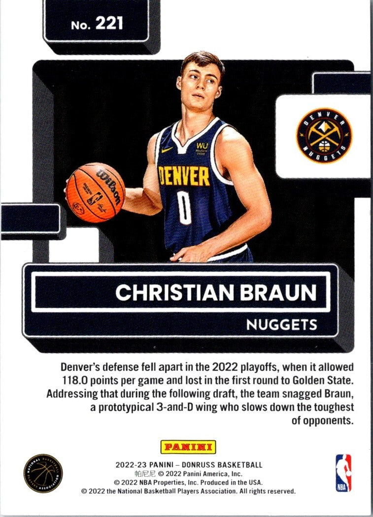 2022 Donruss Rated Rookies Christian Braun