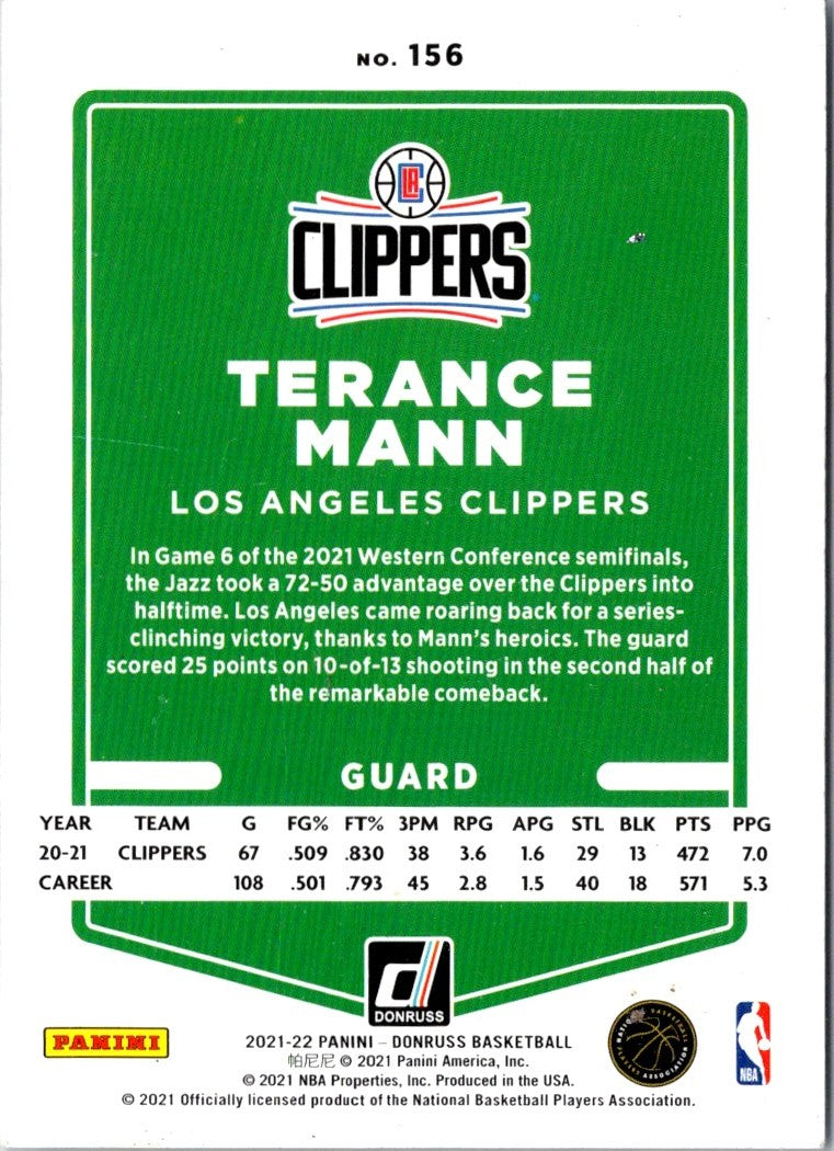 2021 Donruss Holo Red and Gold Laser Terance Mann