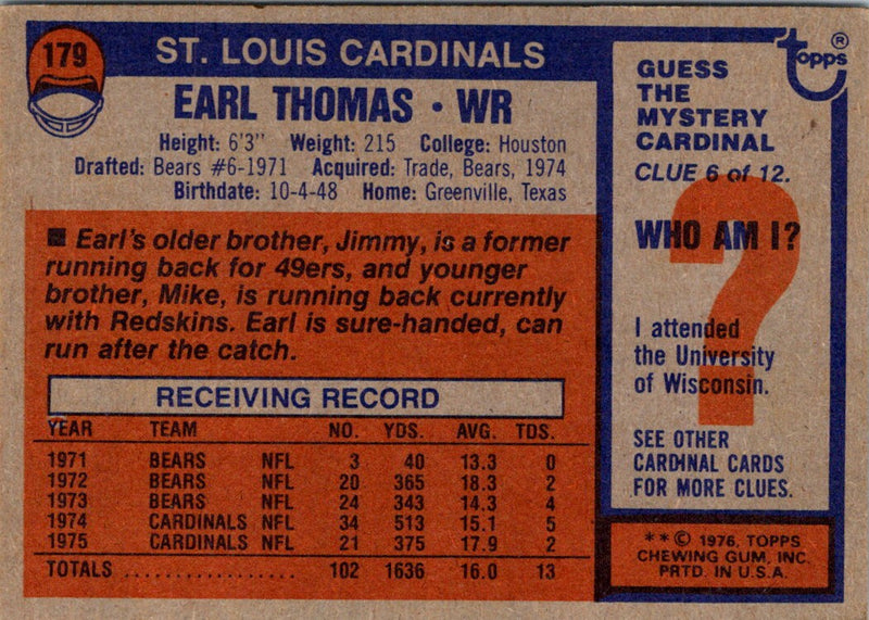 1976 Topps Earl Thomas