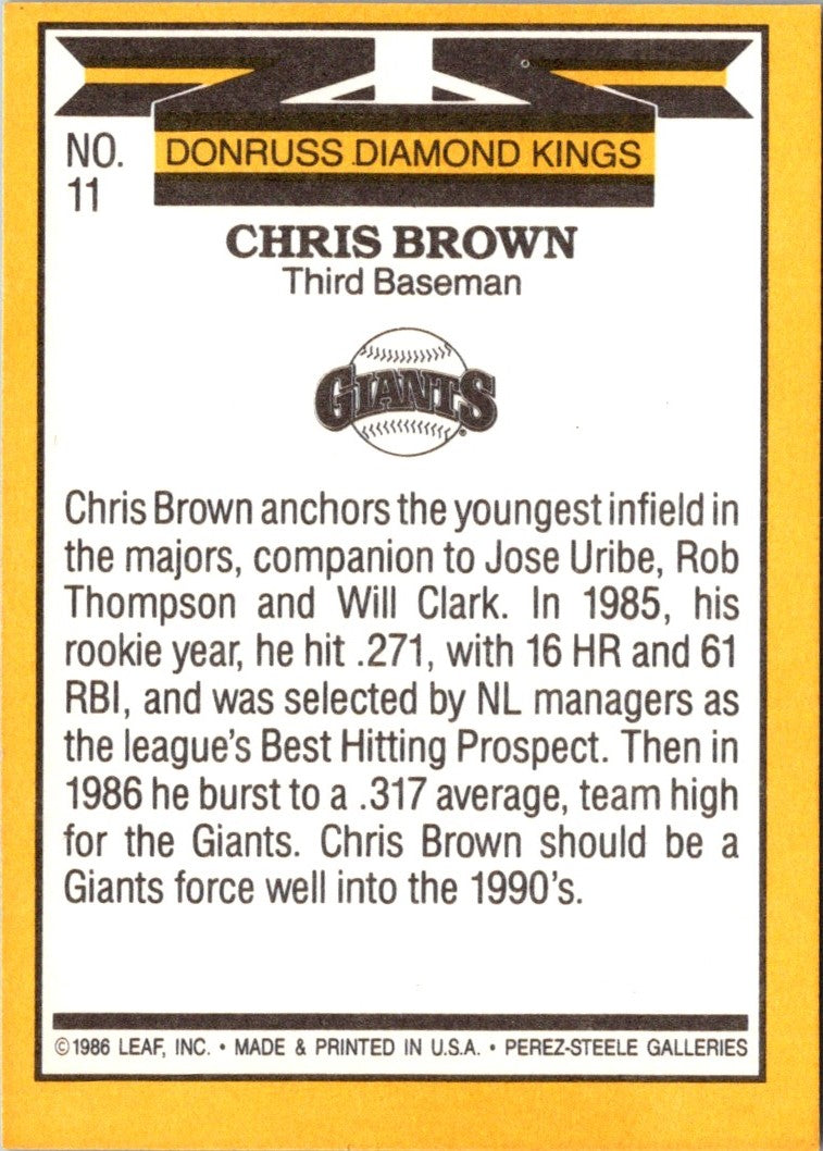 1987 Donruss Super Diamond Kings Chris Brown