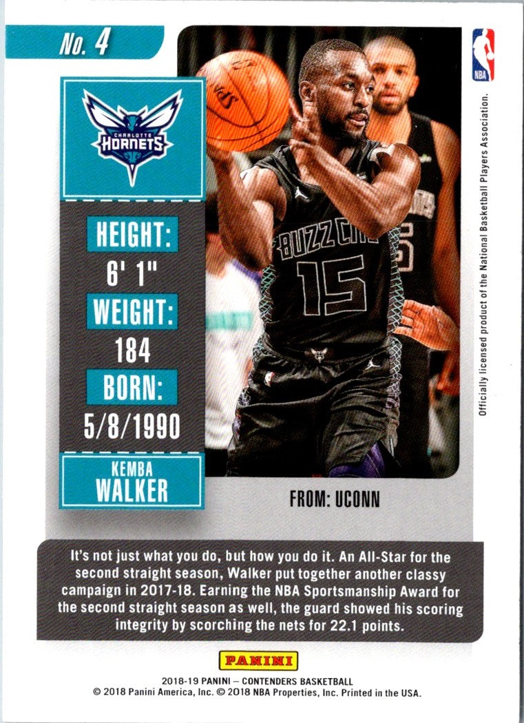 2018 Panini Contenders Game Ticket Green Kemba Walker