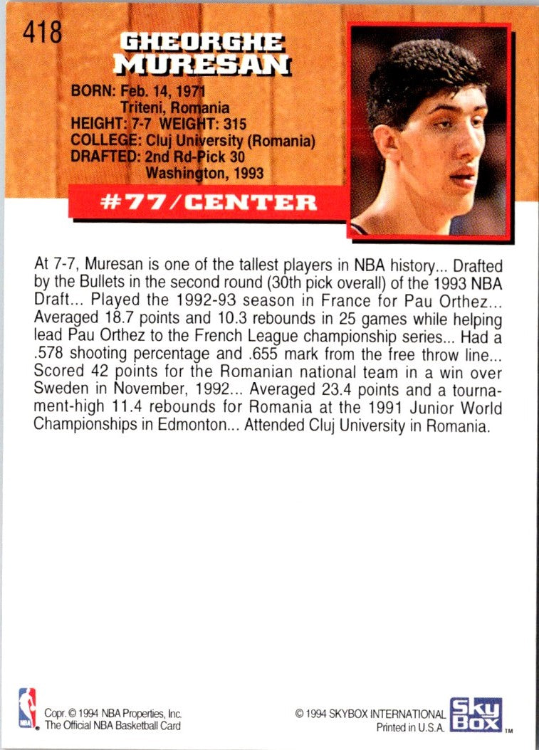 1993 Hoops Gheorghe Muresan