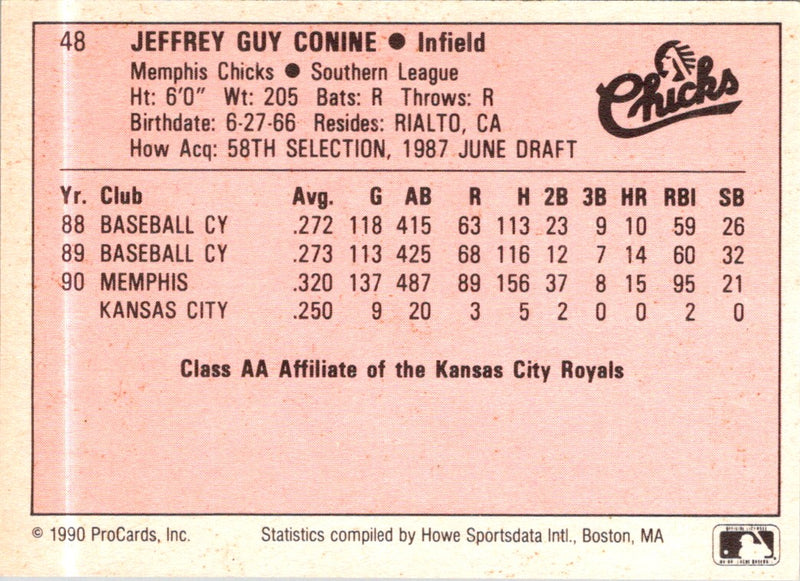 1990 ProCards A and AA Jeff Conine