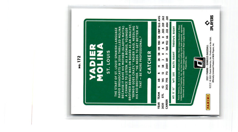 2021 Donruss Career Stat Line Yadier Molina