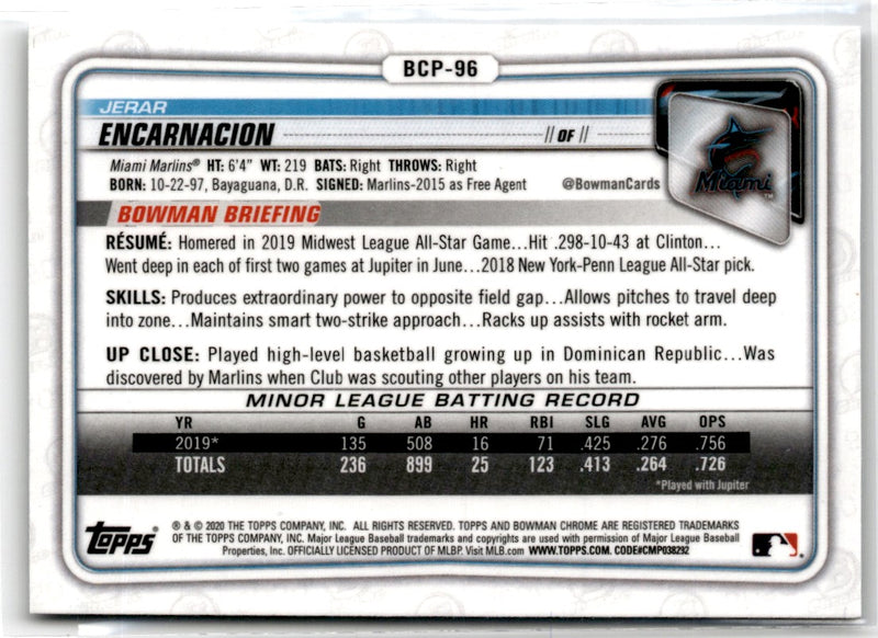 2020 Bowman Chrome Prospects Jerar Encarnacion