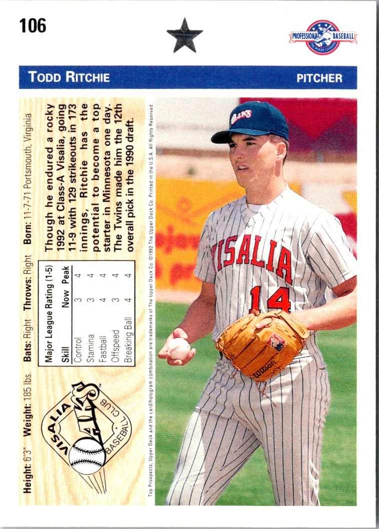 1992 Upper Deck Minors Todd Ritchie