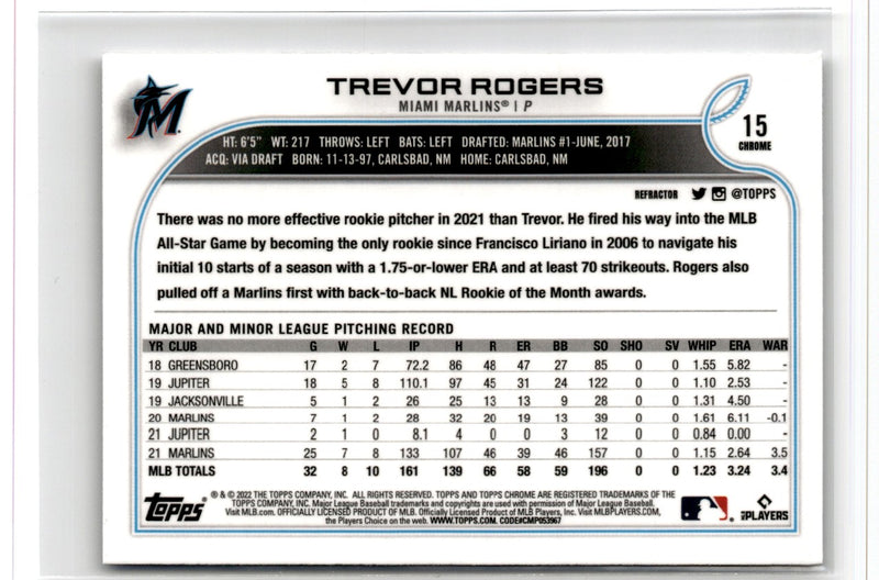 2022 Topps Chrome Trevor Rogers