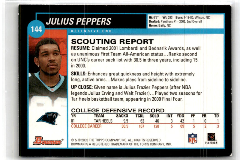 2002 Bowman Julius Peppers