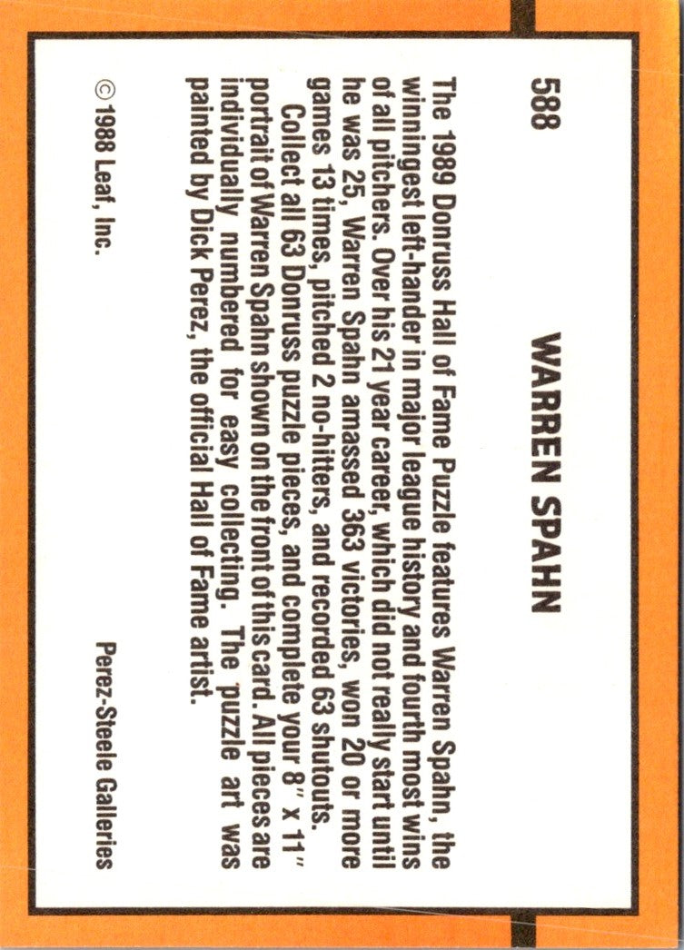 1989 Donruss Warren Spahn Puzzle