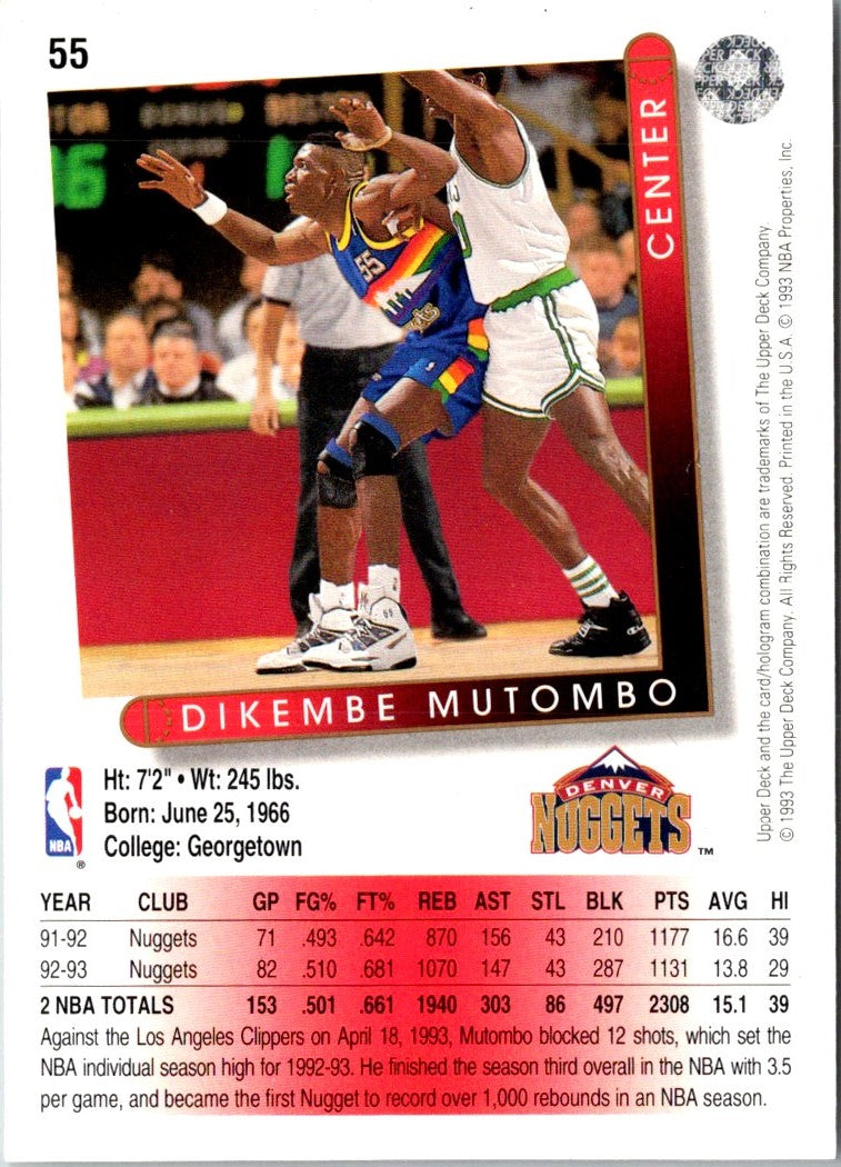 1993 Upper Deck Dikembe Mutombo
