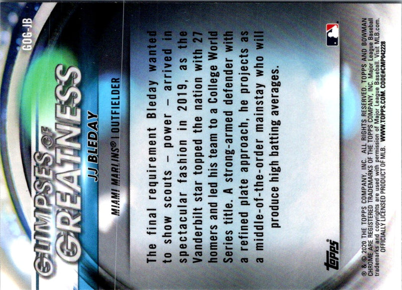 2020 Bowman Draft Glimpses of Greatness JJ Bleday