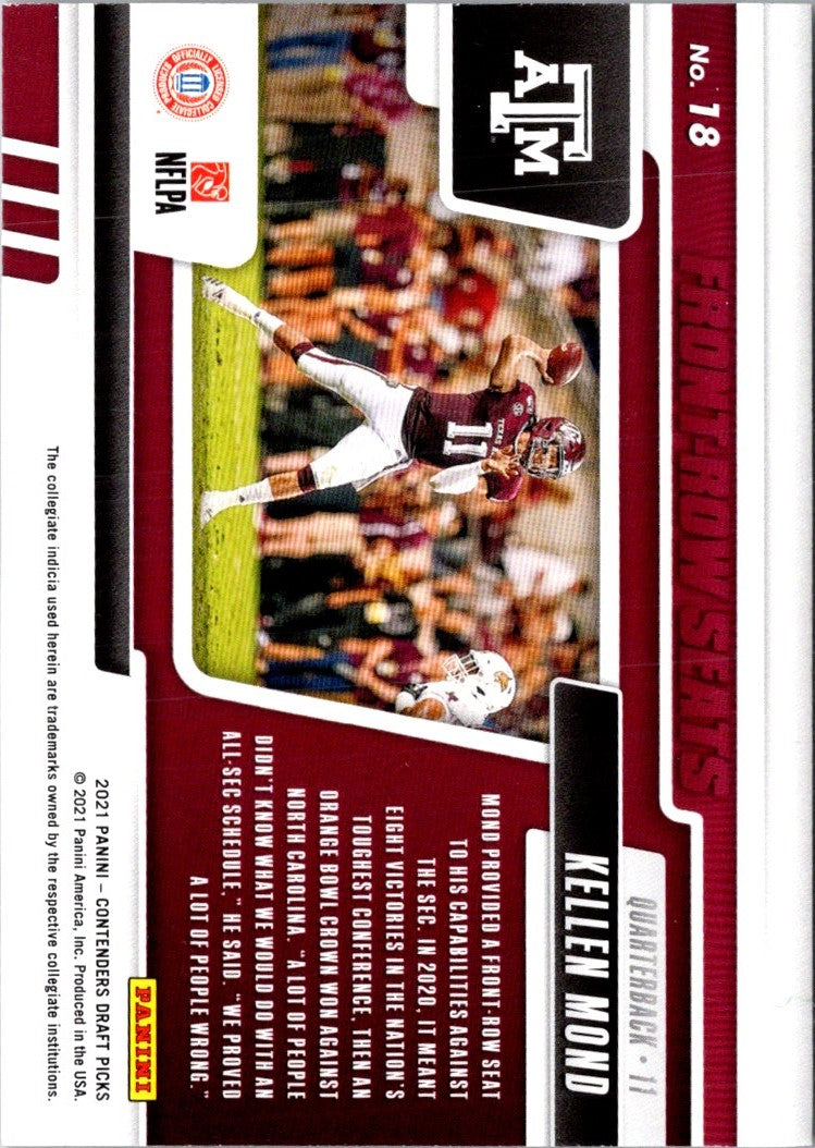 2021 Panini Contenders Draft Picks Front-Row Seats Kellen Mond