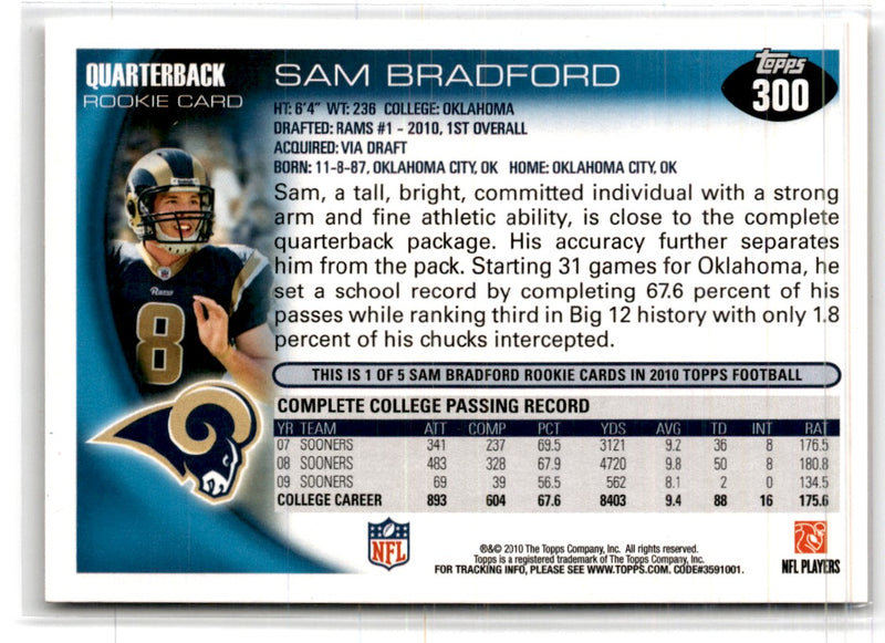 2010 Topps Sam Bradford